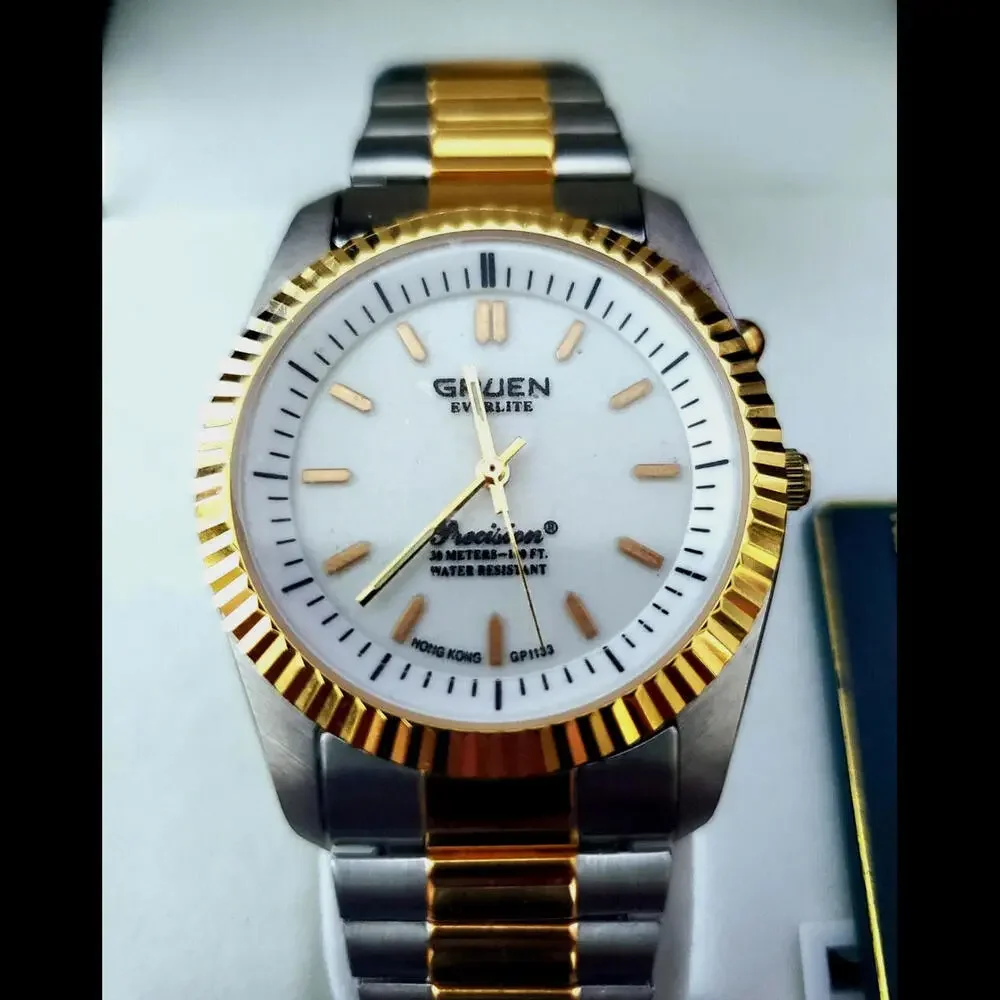 NOS Rare‎ Gruen Embassy Fluted President Lite Dial Mens Watch